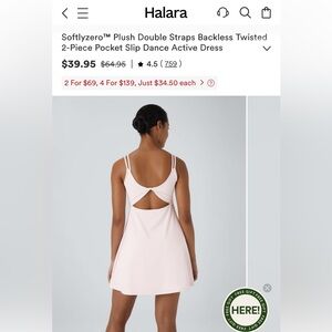 HALARA Softlyzero™ Plush Double Straps Backless Dress in Light Pink